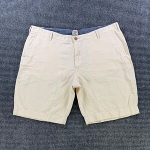 NEW Faherty Brand Cream Linen Blend Flat Front Shorts Mens 40 Casual 10" Inseam